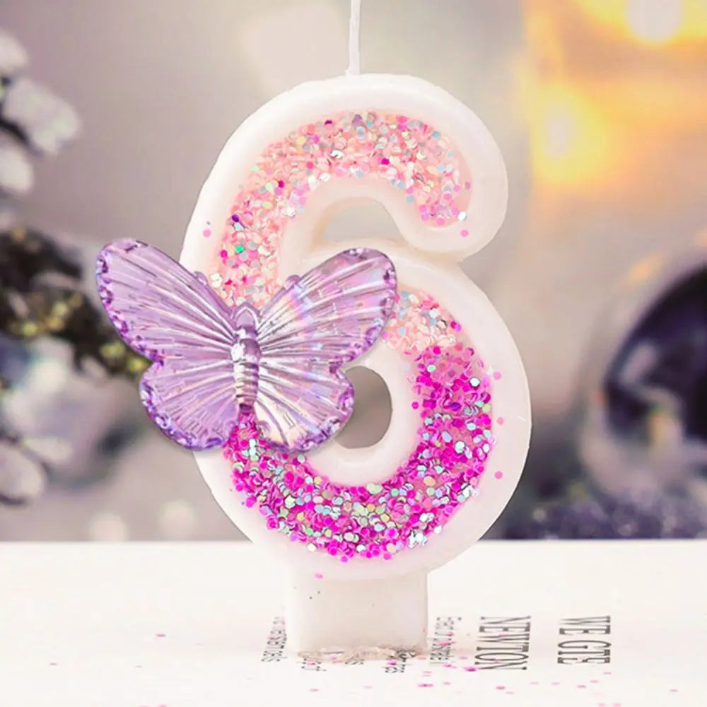 Butterflies Number Cake Candles.