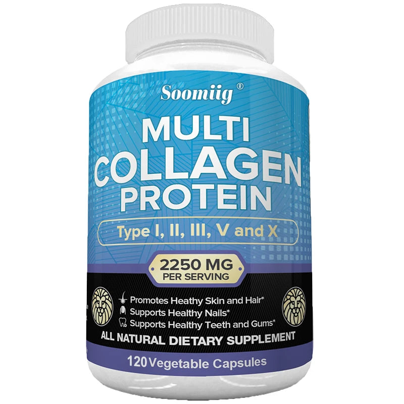 Multi-Collagen Capsules for Men and Women for Skin, Hair, Nails, Bones, Joints,