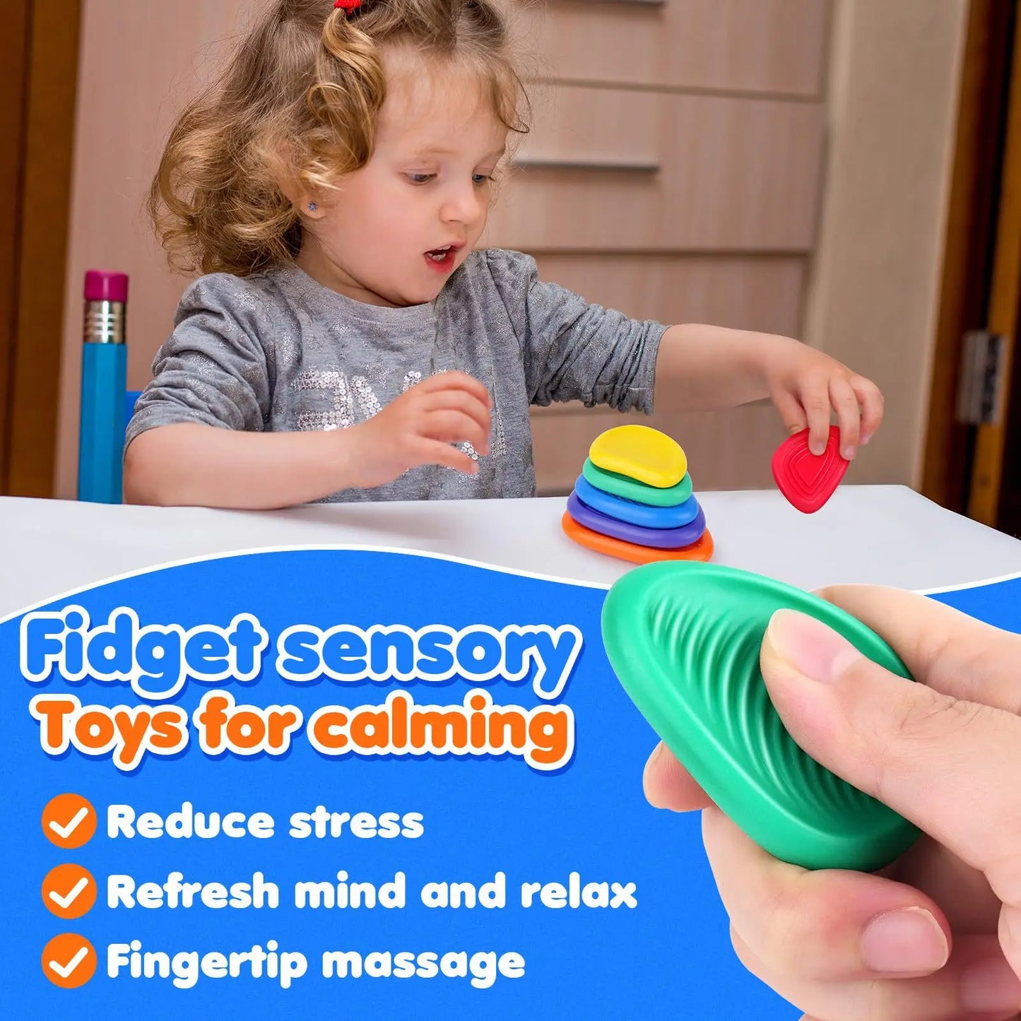 Fidget Toys Adults Sensory Silicone Stone Textured for Autism Kids