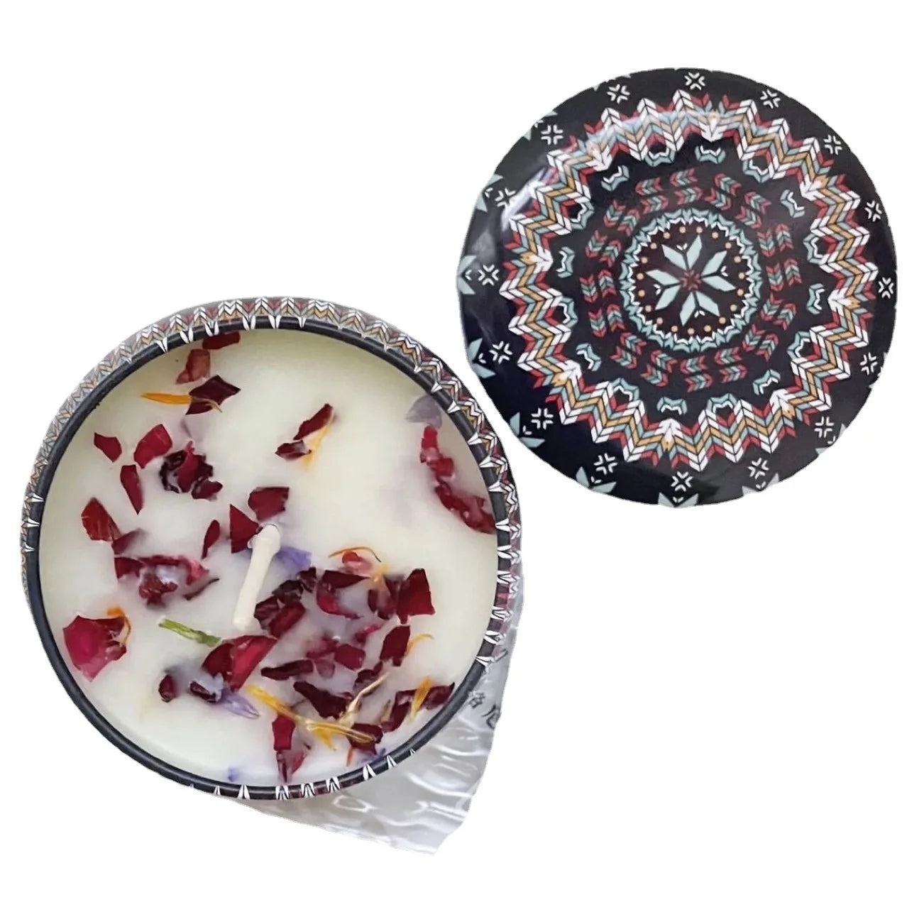 Soybean wax dried flower scented candle.