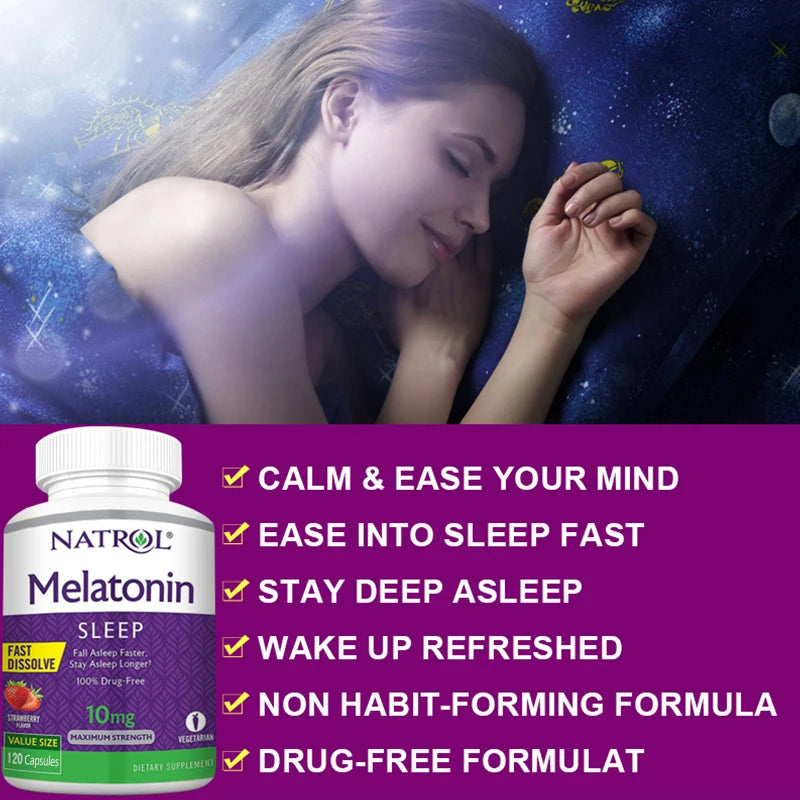 Melatonin Sleep Supplement Immune Support, Stress Relief, Fall Asleep Faster,