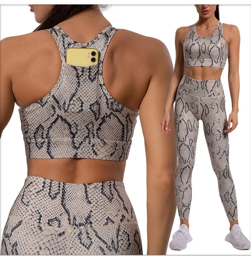 Leopard Print Yoga Set Women Clothing Tracksuits