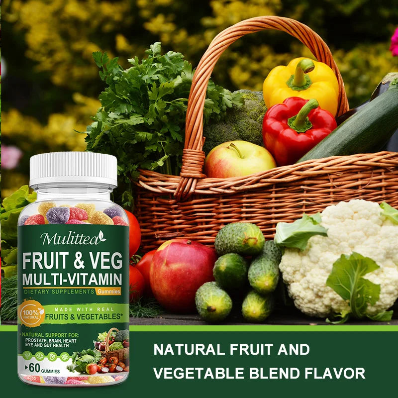 Natural Vegetable & Fruit Gummies Multiple Vitamins Supplement