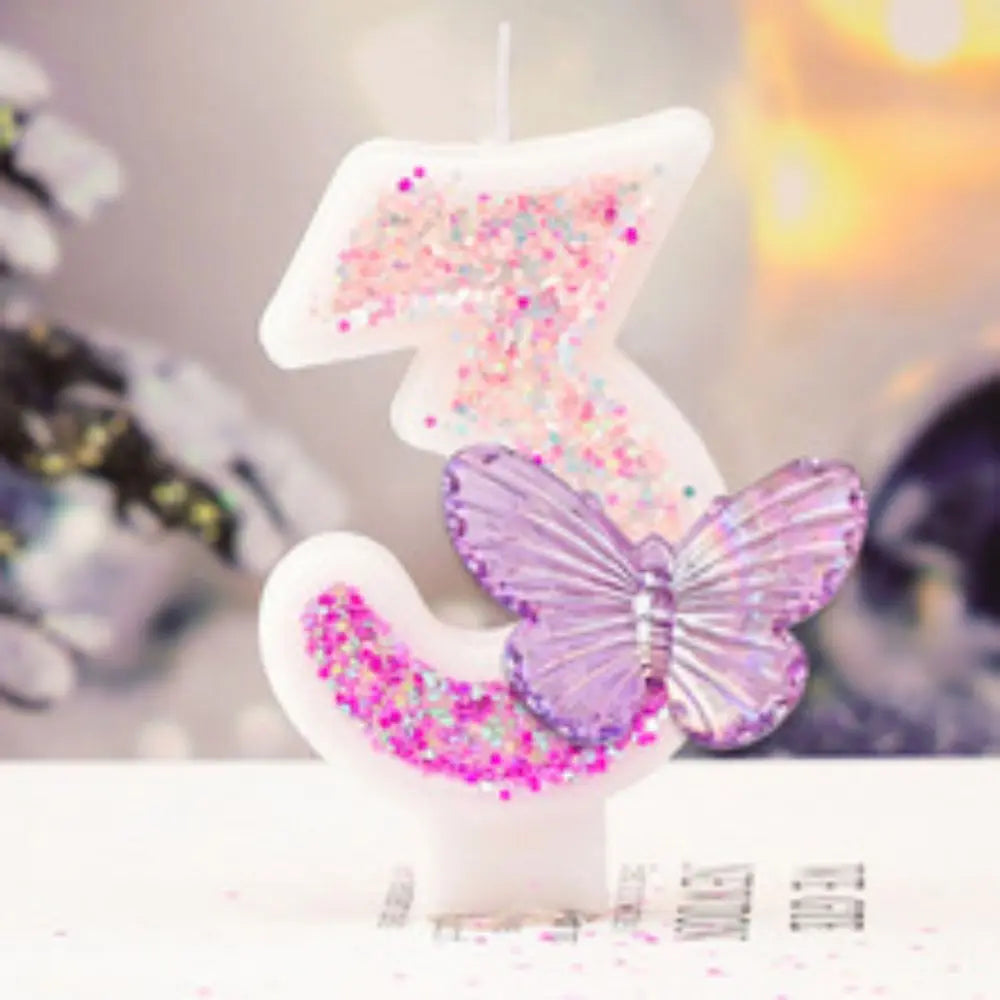 Butterflies Number Cake Candles.