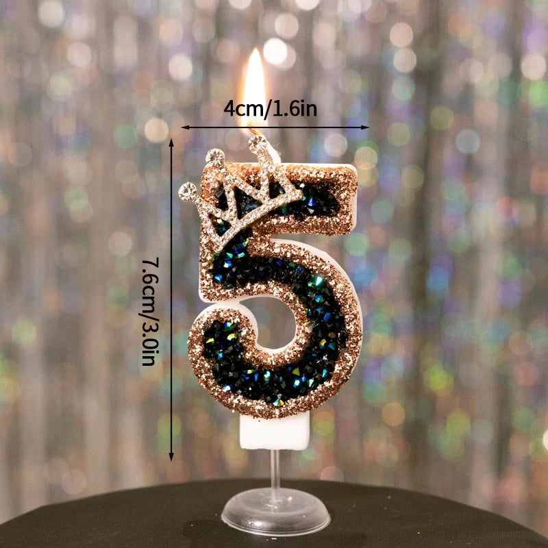 Black Crown Number Cake Toppers.