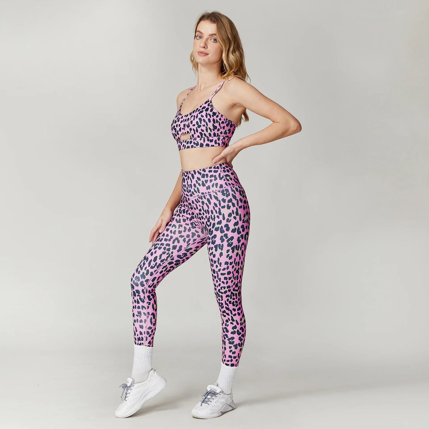 Leopard Print Yoga Set Women Clothing Tracksuits