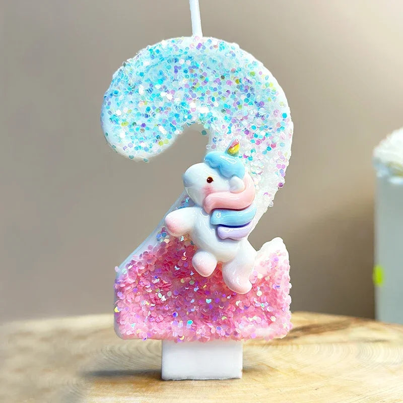 Unicorn Birthday Number candles.