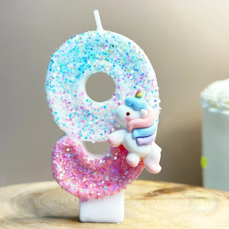 Unicorn Birthday Number candles.