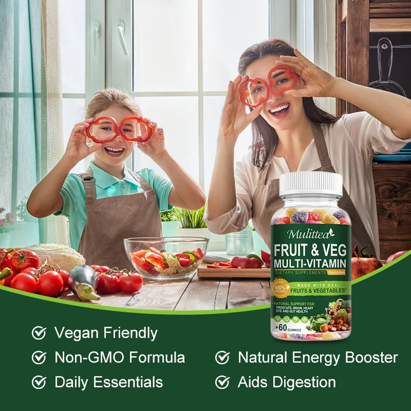 Natural Vegetable & Fruit Gummies Multiple Vitamins Supplement