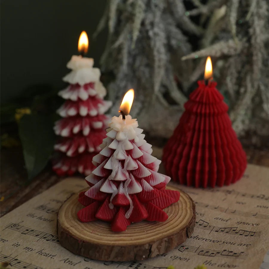Handmade Christmas Tree Soy Wax Candle with Bell.