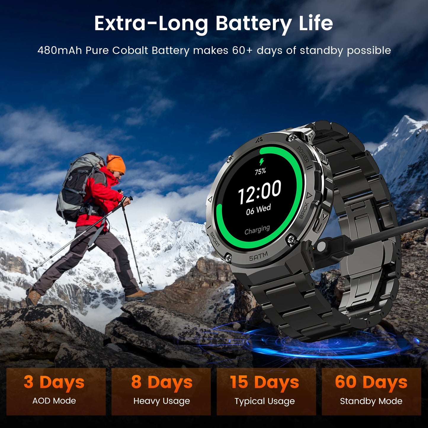 GPS Smart Watch For Men with Compass.