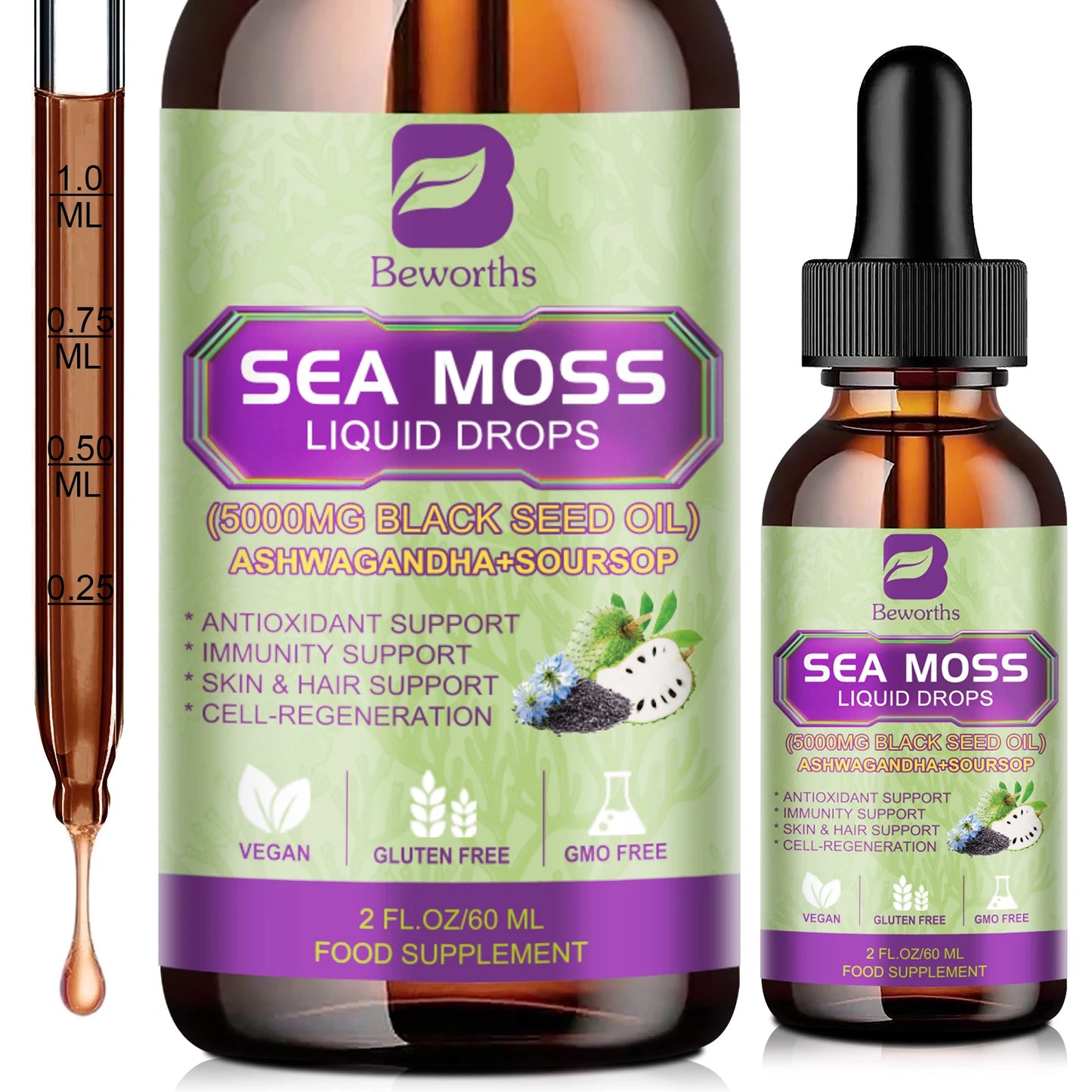 Sea MOSS& Soursop Extract Drops Support Immunity and Kidney Health,