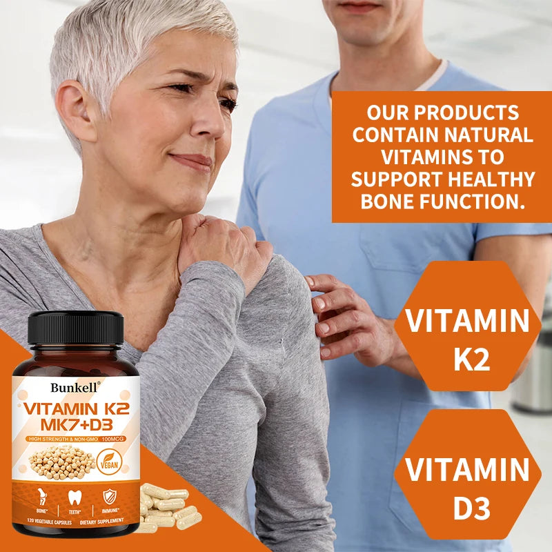 Vitamin K2 + D3 Supplement - Healthy Bones, Teeth and Immune System,