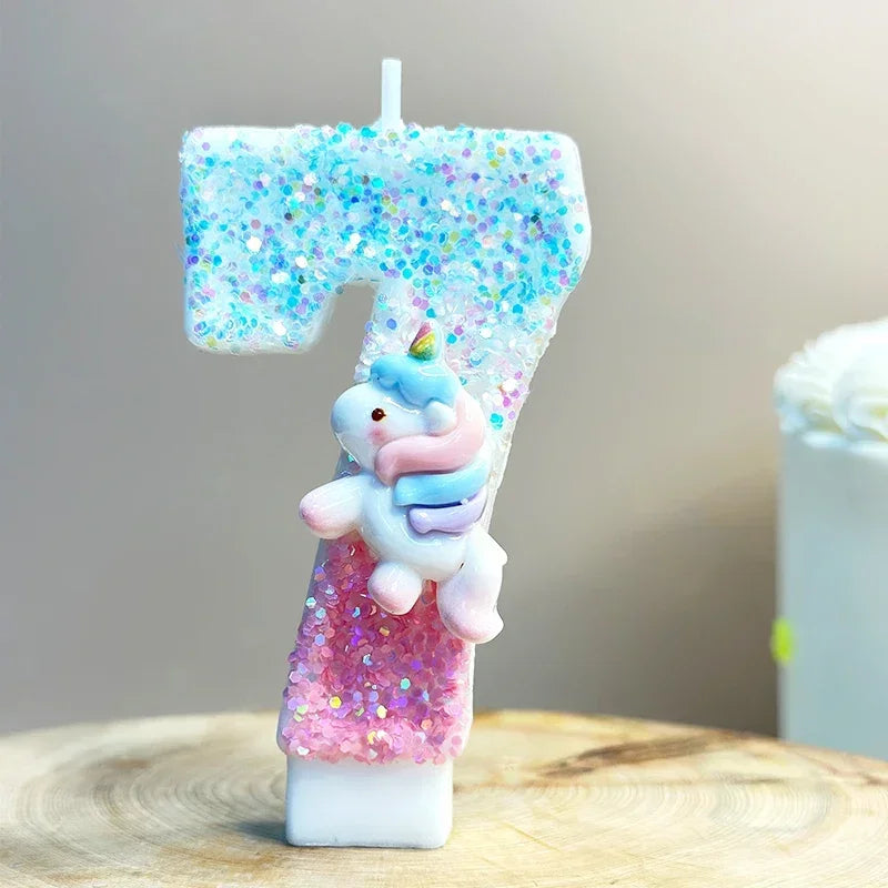 Unicorn Birthday Number candles.