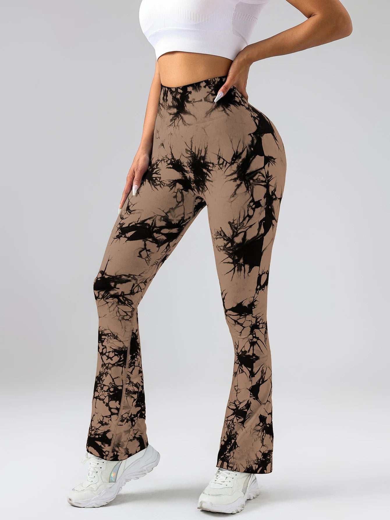 Women's Tie-dye flared yoga pants, High-waisted hip