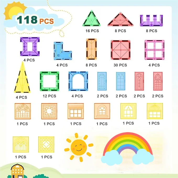 118PCS Magnetic Tiles.