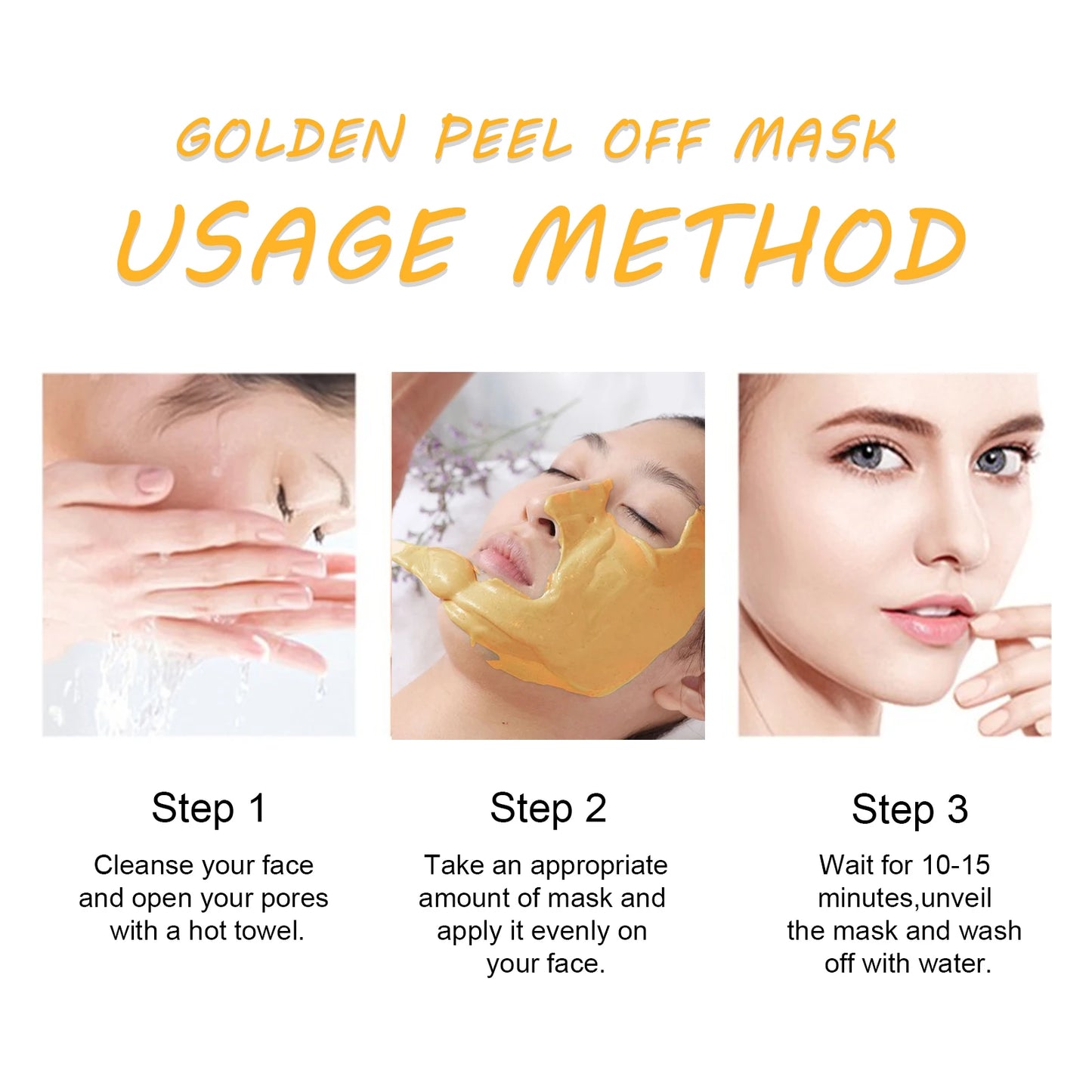 24K Gold Foil Peel-Off Facial Mask Moisturizing Brighten Skin