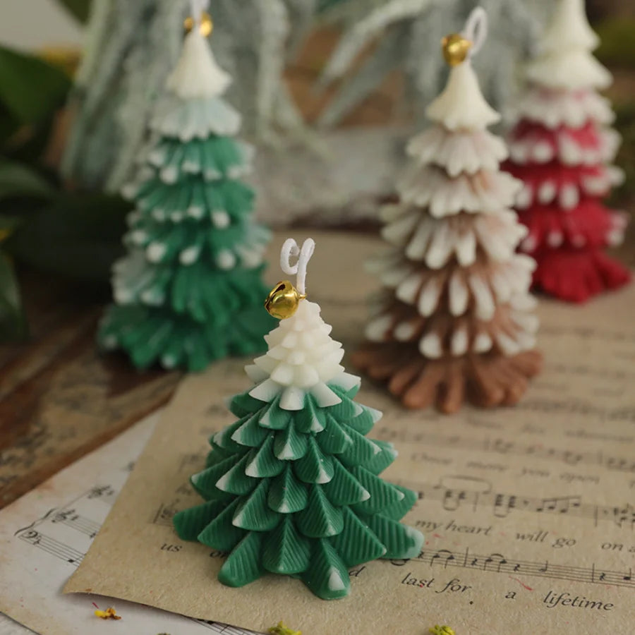 Handmade Christmas Tree Soy Wax Candle with Bell.