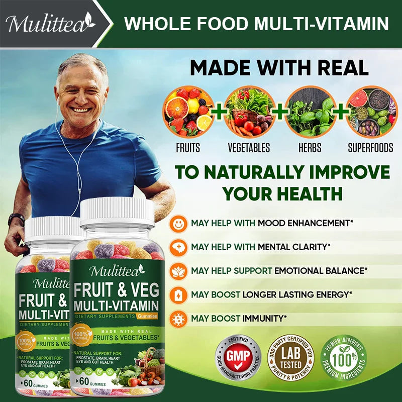 Natural Vegetable & Fruit Gummies Multiple Vitamins Supplement