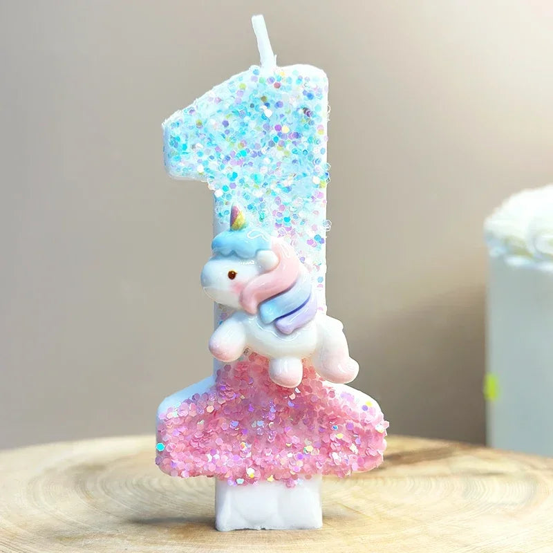 Unicorn Birthday Number candles.