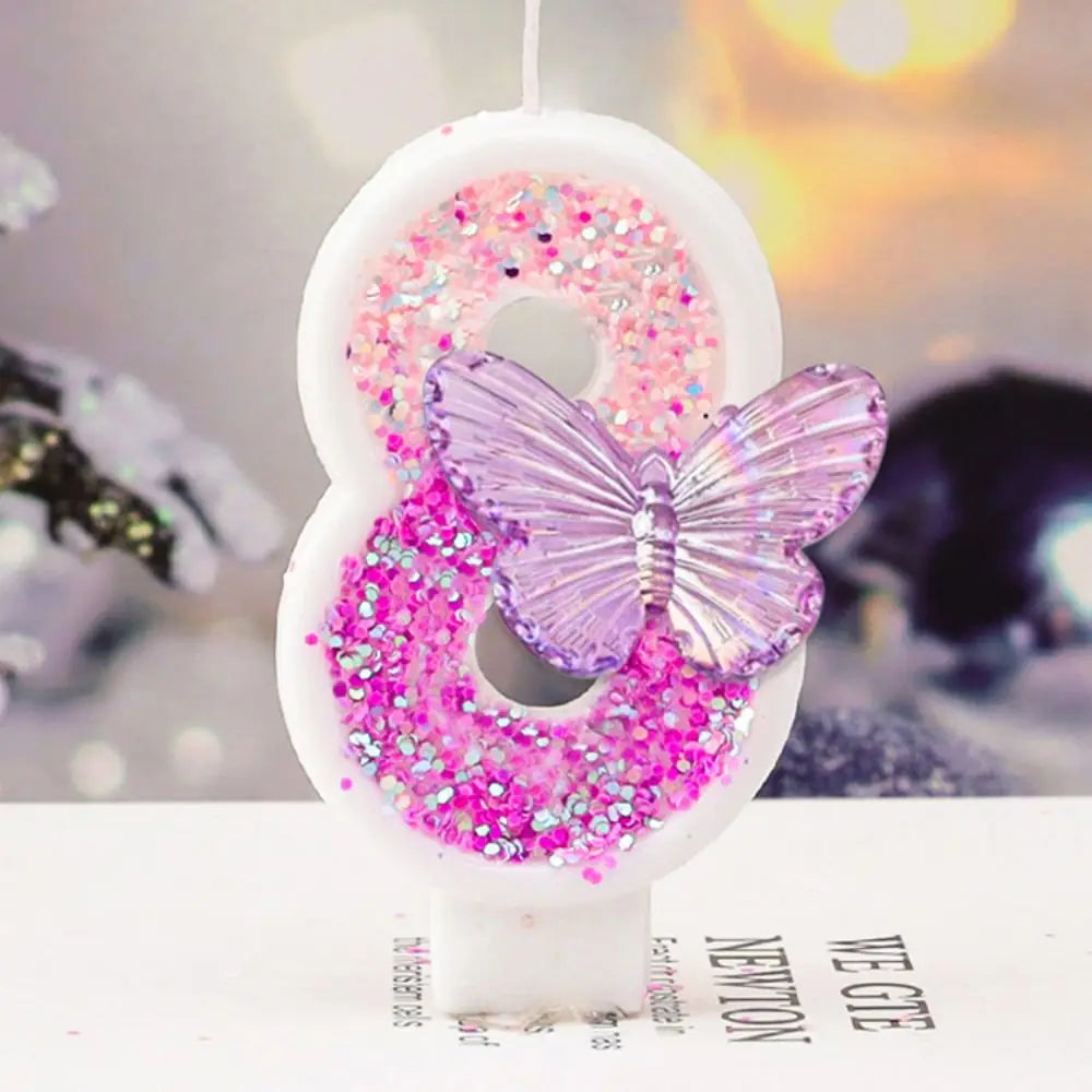 Butterflies Number Cake Candles.