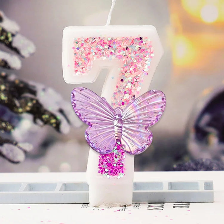 Butterflies Number Cake Candles.