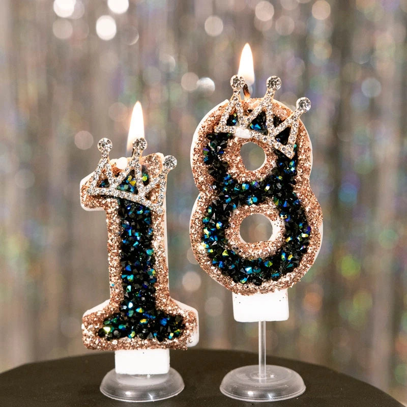 Black Crown Number Cake Toppers.