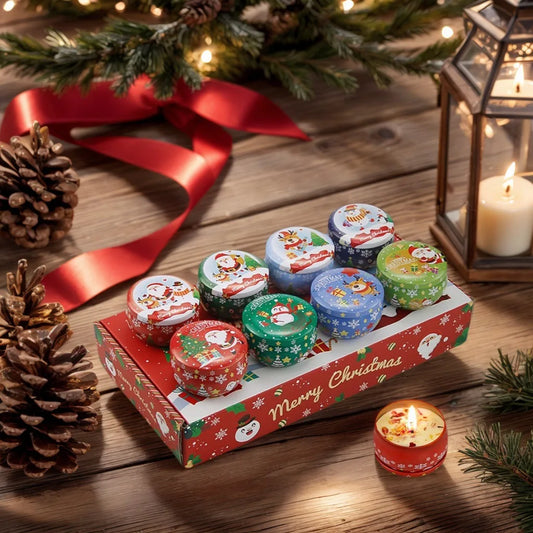 A Set of 8Pcs Christmas Candle Sets.