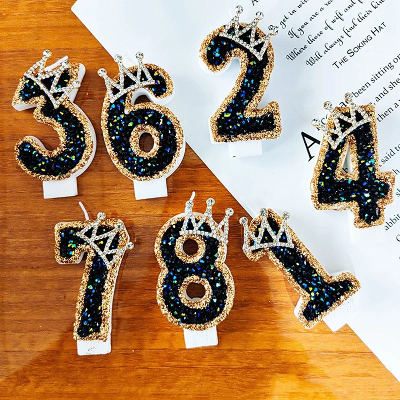 Black Crown Number Cake Toppers.