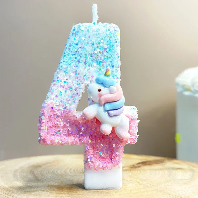 Unicorn Birthday Number candles.