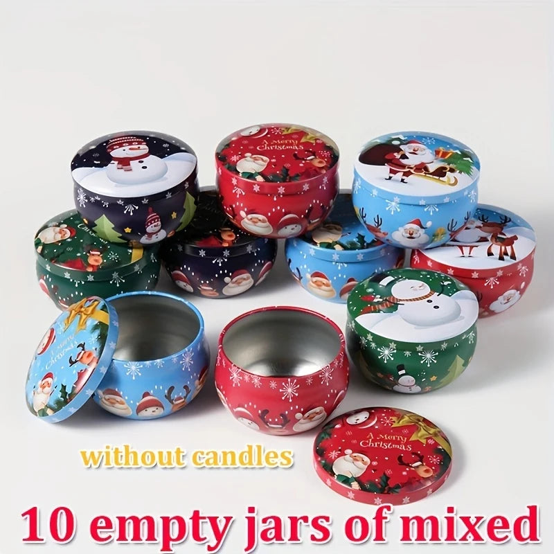 10 Pcs Festive Christmas Candle Jars.