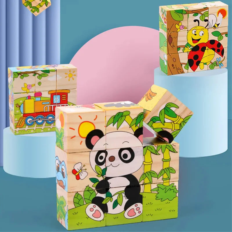 Wooden Blocks Six Sides, Three-Dimensional.