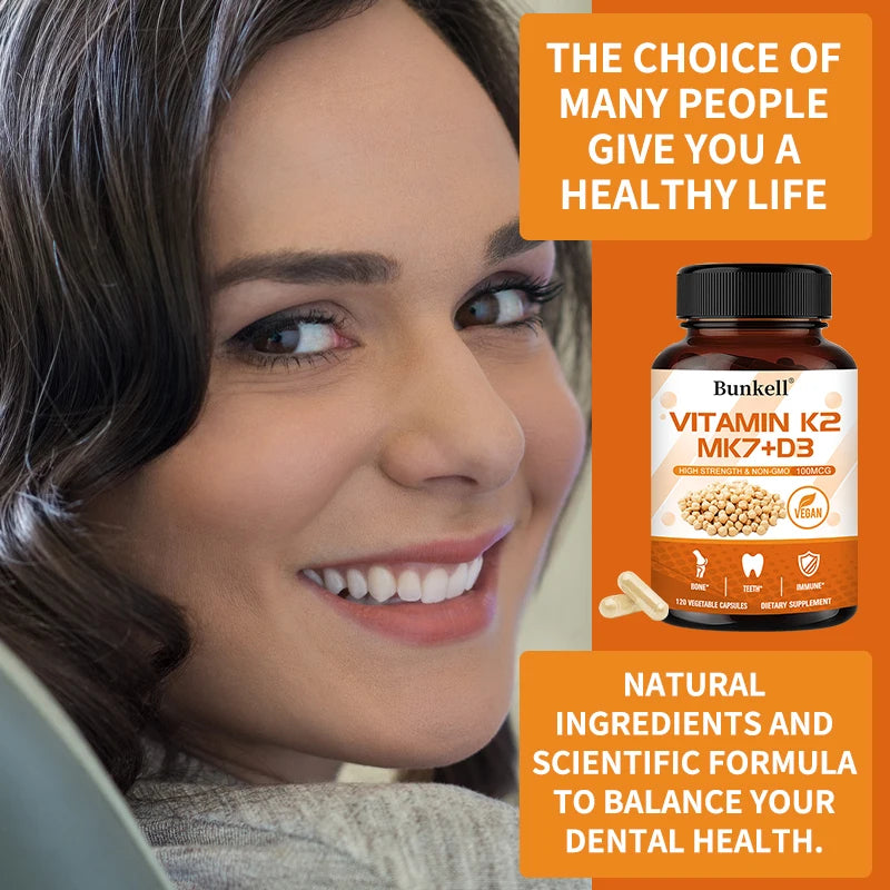Vitamin K2 + D3 Supplement - Healthy Bones, Teeth and Immune System,