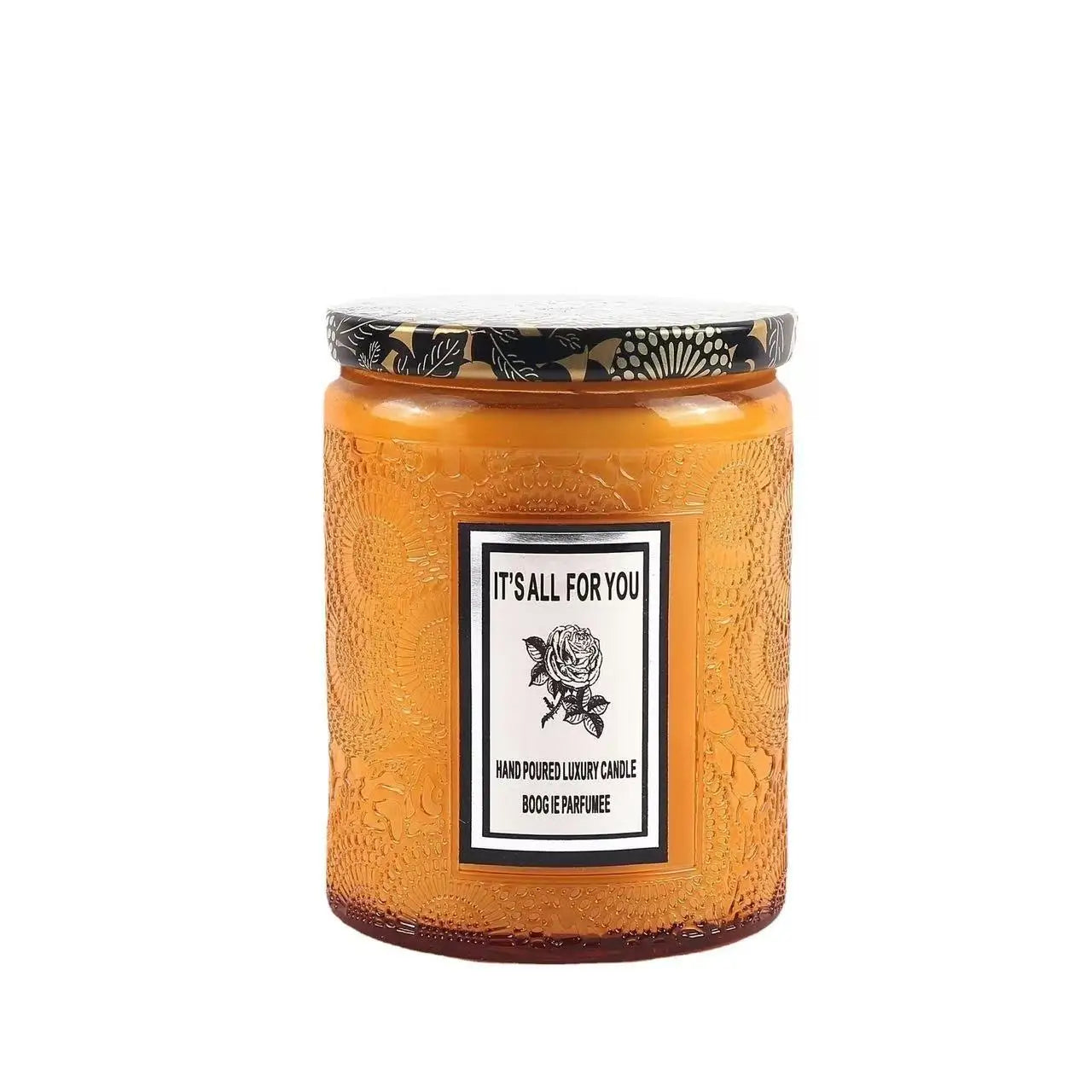 embossed glass cup candle.