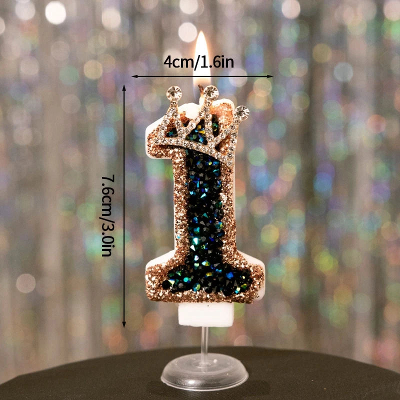 Black Crown Number Cake Toppers.