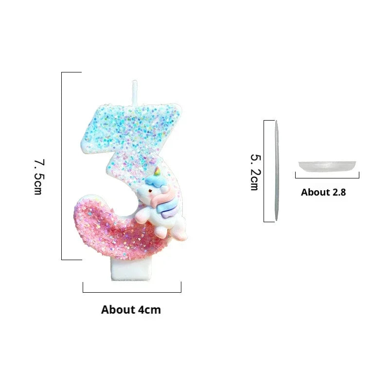 Unicorn Birthday Number candles.