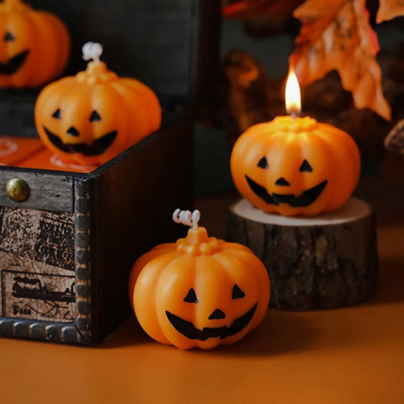Halloween Pumpkin Skull Candles.