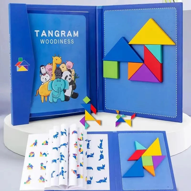 Wooden Magnetic Tangram Puzzle Book.