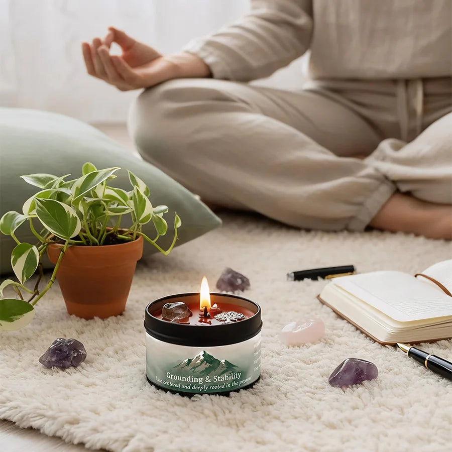 Scented Candle, with Crystals.