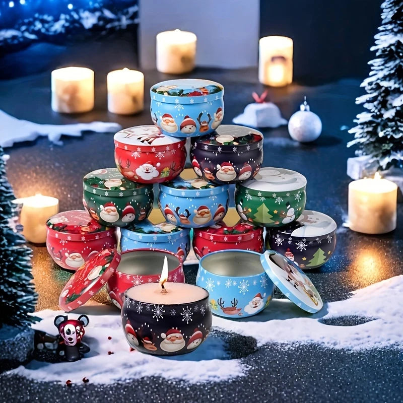10 Pcs Festive Christmas Candle Jars.