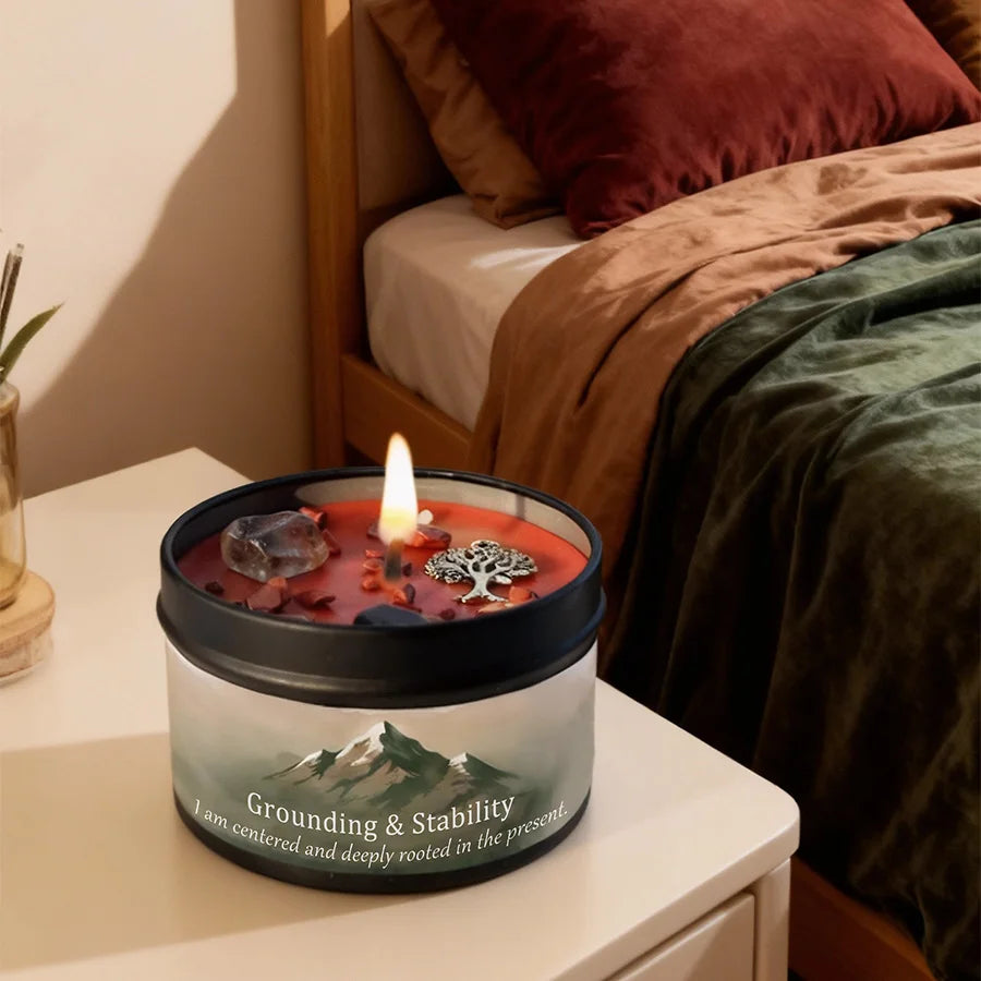 Scented Candle, with Crystals.