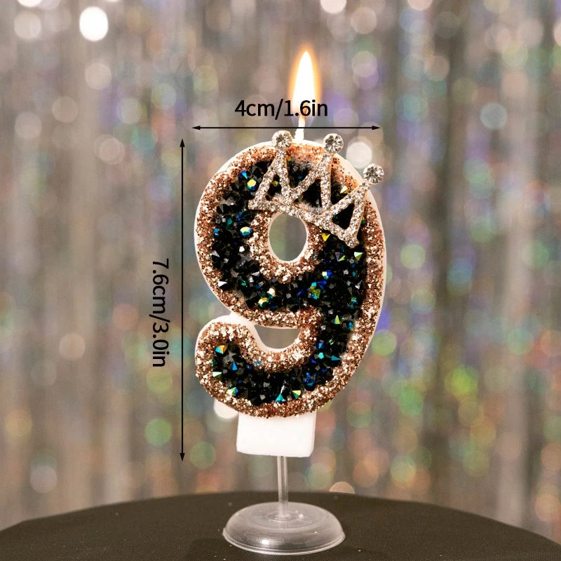 Black Crown Number Cake Toppers.