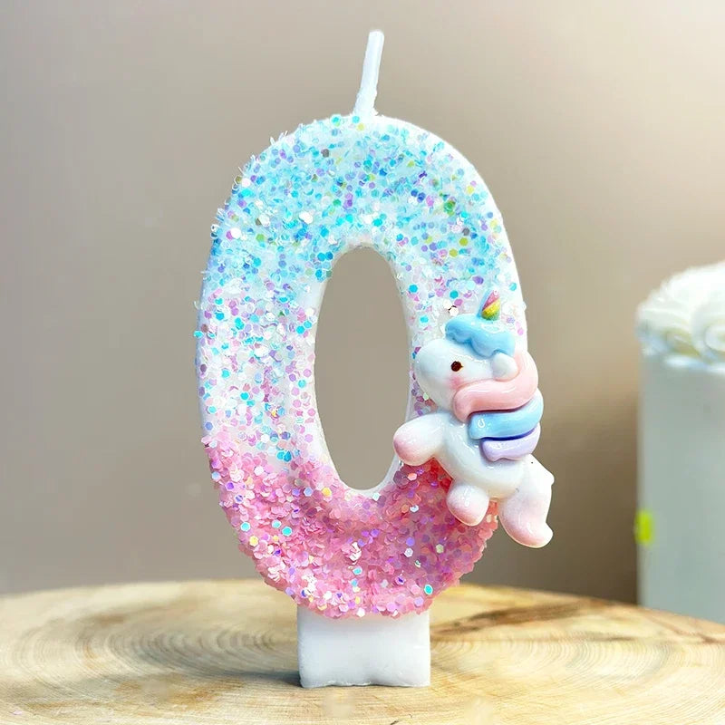 Unicorn Birthday Number candles.