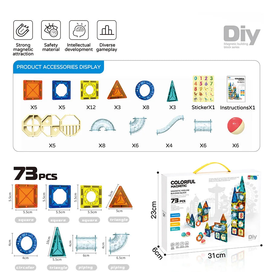 Children's Pipe Magnetic Building Blocks.