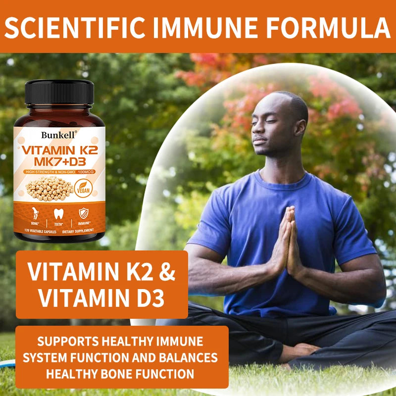 Vitamin K2 + D3 Supplement - Healthy Bones, Teeth and Immune System,