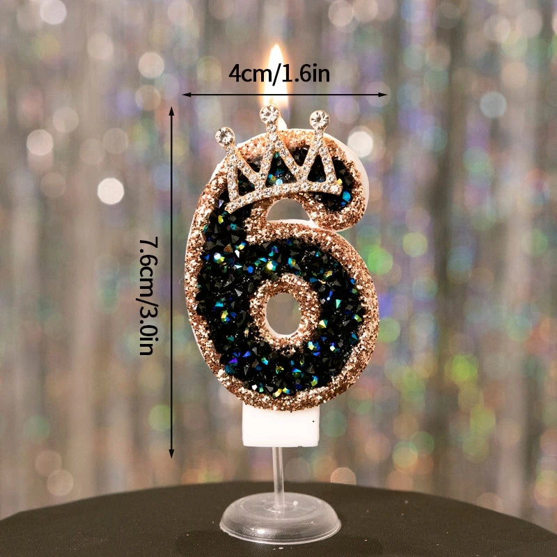 Black Crown Number Cake Toppers.