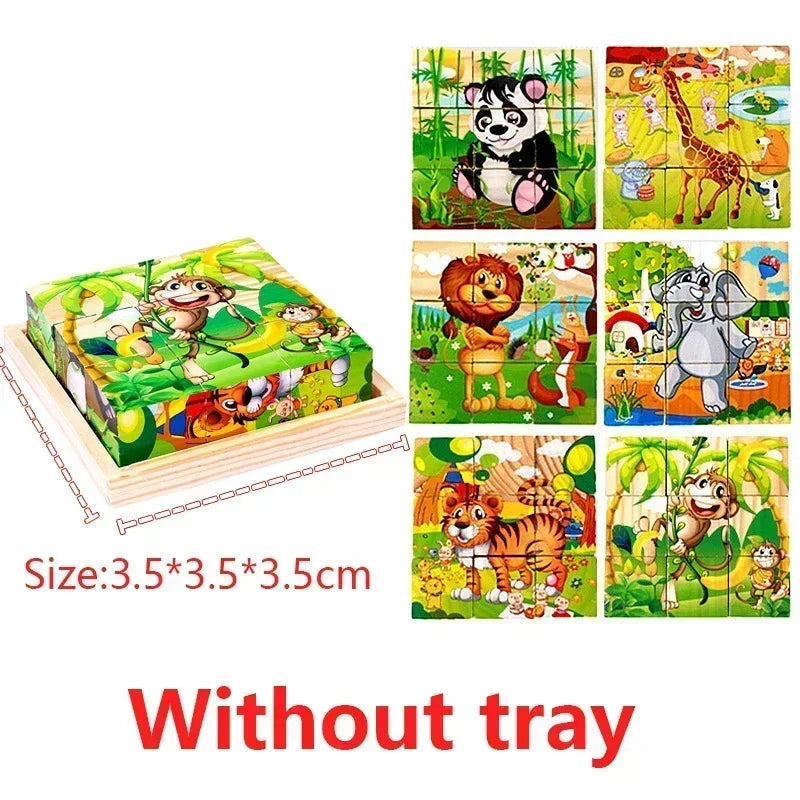 3D Cube Wooden Puzzle Blocks.