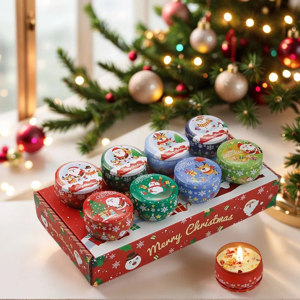 A Set of 8Pcs Christmas Candle Sets.