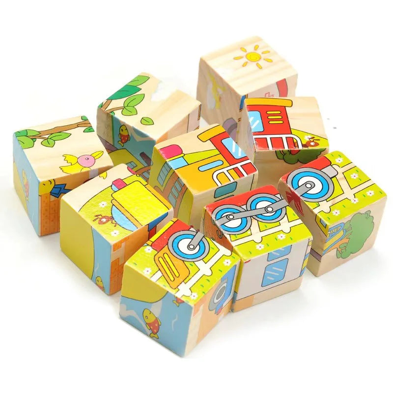 Wooden Blocks Six Sides, Three-Dimensional.