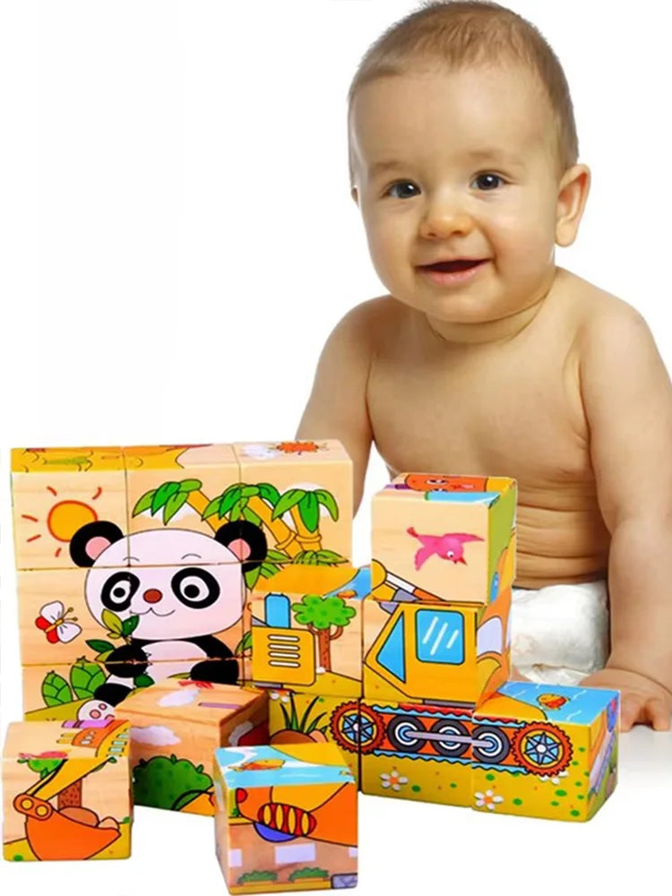 Wooden Blocks Six Sides, Three-Dimensional.